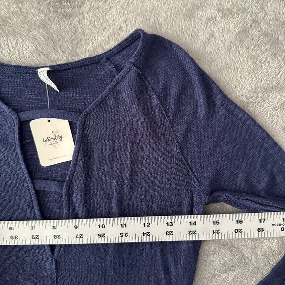 NWT Intimately Free People Long Sleeve Tee Shirt SMALL Navy Blue - Picture 5 of 7